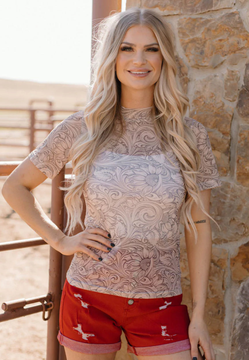 Country Tooled Mesh Top